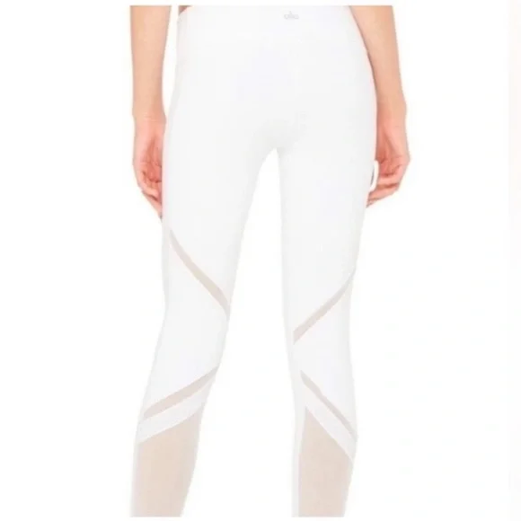 ALO Yoga EPIC White Mesh Panel Leggings size Small - Picture 4 of 14